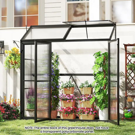 180 CM x 52 CM Greenhouse Walk-in Greenhouse with Lockable Doors-Black