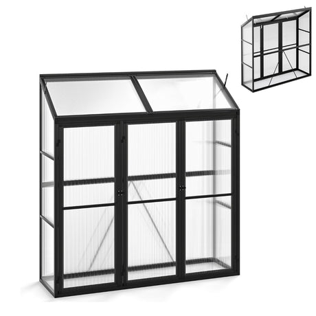 180 CM x 52 CM Greenhouse Walk-in Greenhouse with Lockable Doors-Black