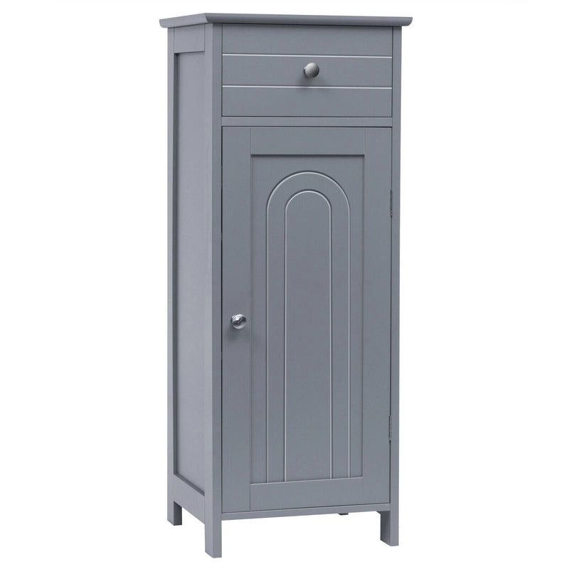 Floor Cabinet with Practical Drawer and 3-level Adjustable Shelves for Living Room/Bedroom-Gray