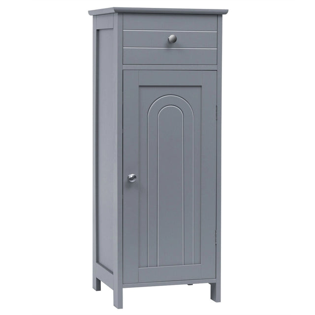 Floor Cabinet with Practical Drawer and 3-level Adjustable Shelves for Living Room/Bedroom-Gray