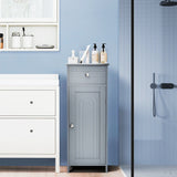 Floor Cabinet with Practical Drawer and 3-level Adjustable Shelves for Living Room/Bedroom-Gray