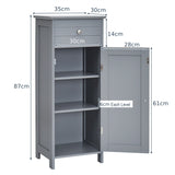 Floor Cabinet with Practical Drawer and 3-level Adjustable Shelves for Living Room/Bedroom-Gray