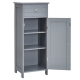 Floor Cabinet with Practical Drawer and 3-level Adjustable Shelves for Living Room/Bedroom-Gray