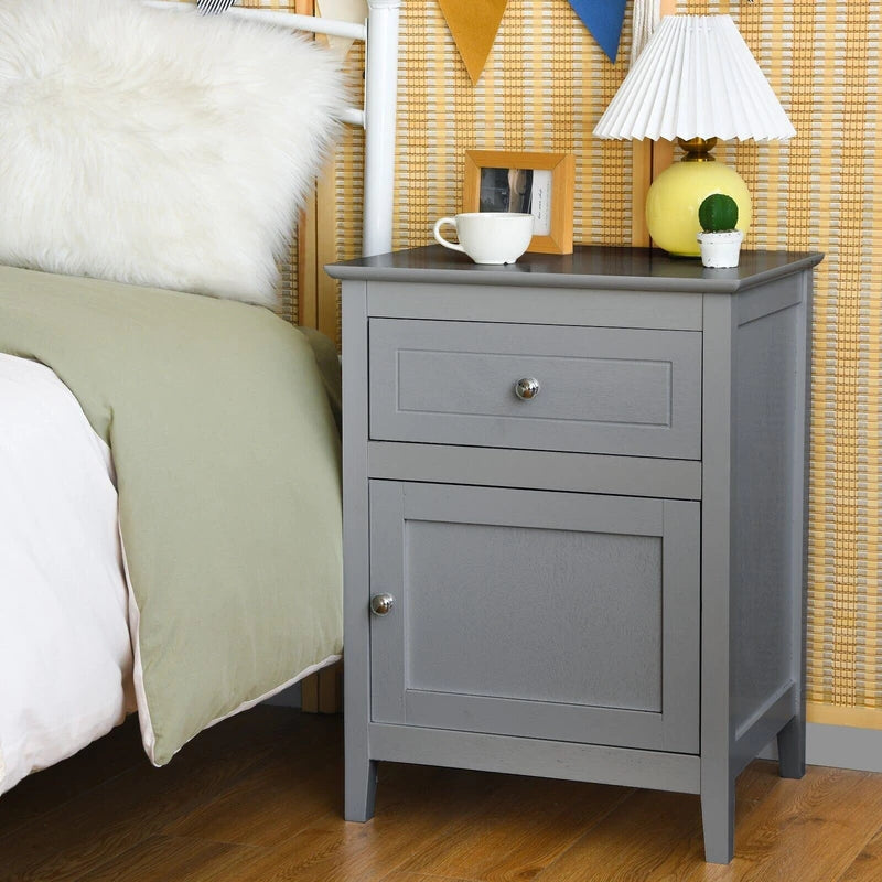2-Tier Accent Table with Spacious Tabletop-Gray