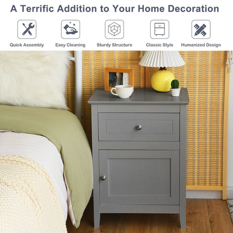 2-Tier Accent Table with Spacious Tabletop-Gray