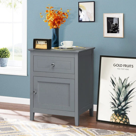 2-Tier Accent Table with Spacious Tabletop-Gray