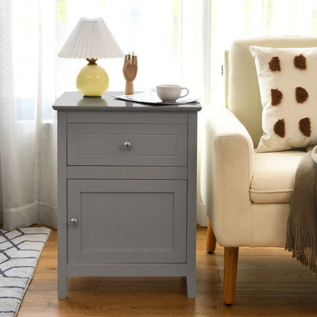 2-Tier Accent Table with Spacious Tabletop-Gray