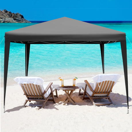 10 x 10 Feet Outdoor Pop-up Patio Canopy for  Beach and Camp-Gray