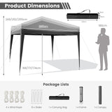 10 x 10 Feet Outdoor Pop-up Patio Canopy for  Beach and Camp-Gray