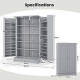 2-Door Pantry Cabinet with 6 Adjustable Shelves-Grey