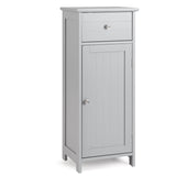 Wooden Bathroom Floor Storage Cabinet with Drawer and Shelf-Gray