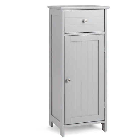 Wooden Bathroom Floor Storage Cabinet with Drawer and Shelf-Gray
