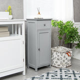 Wooden Bathroom Floor Storage Cabinet with Drawer and Shelf-Gray