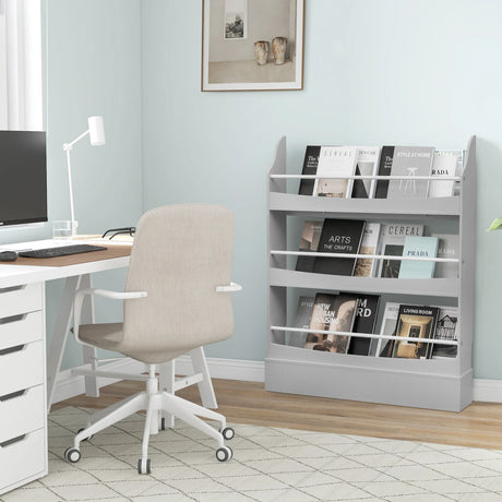 3-Tier Bookshelf with 2 Anti-Tipping Kits for Books and Magazines-Gray
