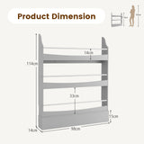 3-Tier Bookshelf with 2 Anti-Tipping Kits for Books and Magazines-Gray