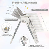 4-in-1 Foldable Baby High Chair with 7 Adjustable Heights and 4 Reclining Angles-Grey