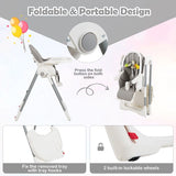 4-in-1 Foldable Baby High Chair with 7 Adjustable Heights and 4 Reclining Angles-Grey