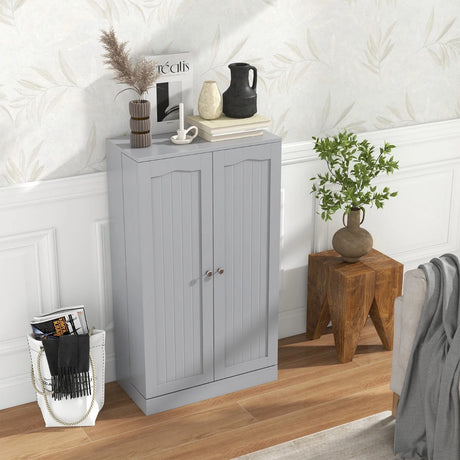 2-Door Pantry Cabinet with 6 Adjustable Shelves-Grey