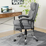 Ergonomic Adjustable High Back Rolling Computer Chair with Retractable Footrest-Grey