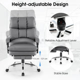 Ergonomic Adjustable High Back Rolling Computer Chair with Retractable Footrest-Grey