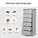 6 Drawer Chest with Mental Knobs for Living Room-Grey