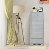 6 Drawer Chest with Mental Knobs for Living Room-Grey