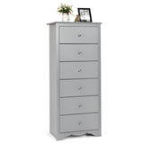 6 Drawer Chest with Mental Knobs for Living Room-Grey