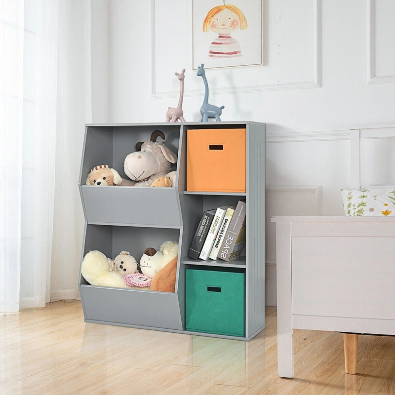 Kids Toy Storage Cabinet Shelf Organizer -Gray