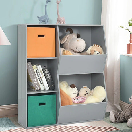 Kids Toy Storage Cabinet Shelf Organizer -Gray