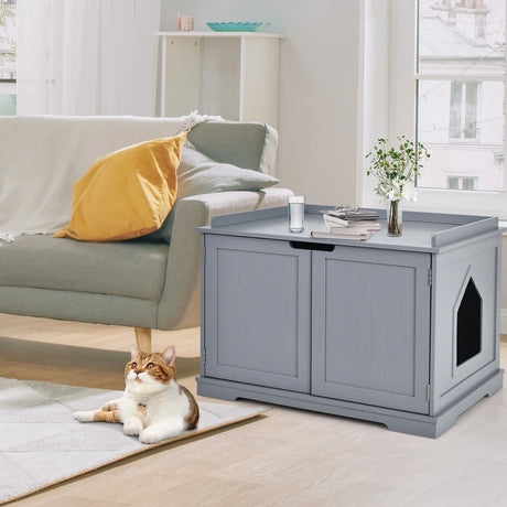 Wooden Litter Box Enclosure Pet House for Cat