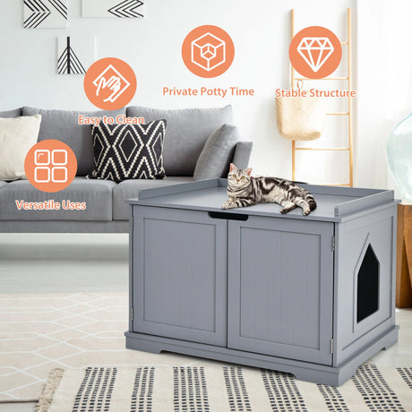 Wooden Litter Box Enclosure Pet House for Cat