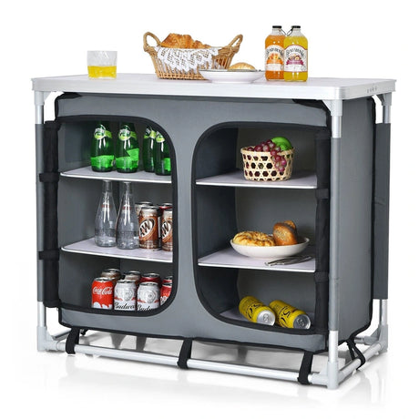 Camping Table with Zipper Storage Organizer for BBQ &amp; Travel-Grey
