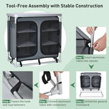 Camping Table with Zipper Storage Organizer for BBQ &amp; Travel-Grey