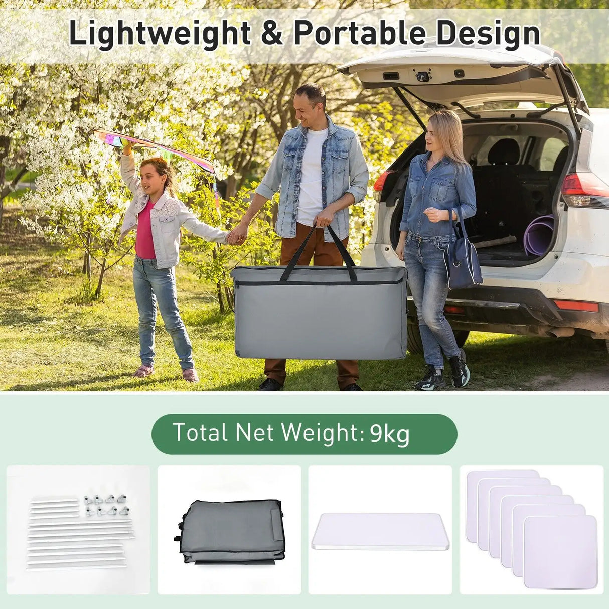 Camping Table with Zipper Storage Organizer for BBQ &amp; Travel-Grey