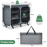 Camping Table with Zipper Storage Organizer for BBQ &amp; Travel-Grey
