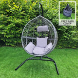 Hanging Rattan Egg Chair - Grey