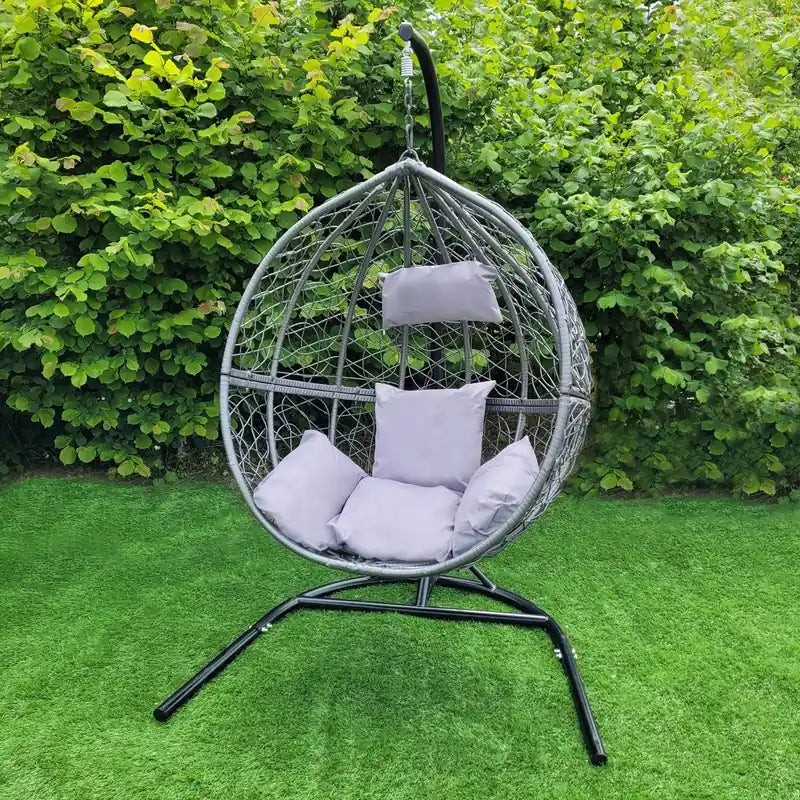 Hanging Rattan Egg Chair - Grey