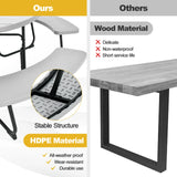 8-person 43" Outdoor Round Picnic Table Set with Umbrella Hole-Gray