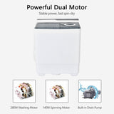 Portable Twin Tub Wash Machine with Spin Dryer-Grey
