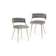Upholstered Dining Chairs with Golden Metal Legs for Living Room-Gray