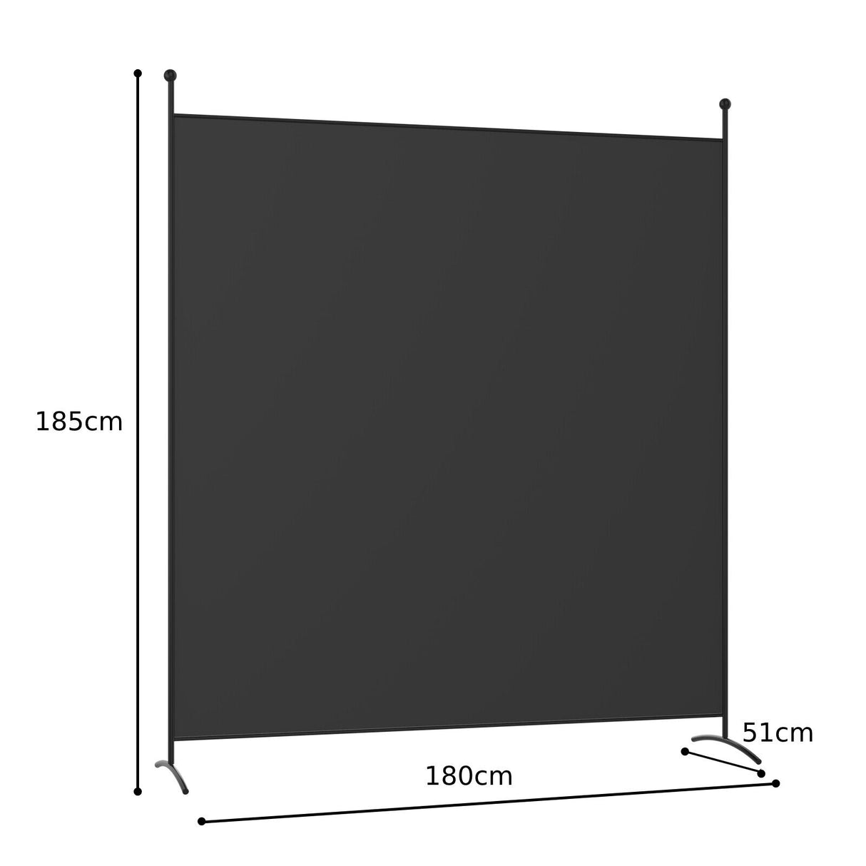 Single Panel Room Divider with Curved Support Feet-Grey