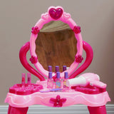 AIYAPLAY Kids Dressing Table with mirror, Stool, Light, Music, 15 Accessories, for Ages 3-6 Years, Pink