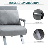 HOMCOM Suedette Adjustable Back Futon Sofa Chair - Grey