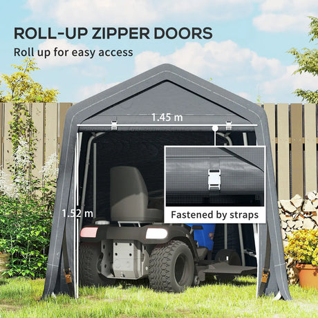 Outsunny 8 x 6.5 ft Outdoor Garden Storage Shed, Waterproof Bike Tent w/ Double Roll-up Zipper Door for Garden Tools, Dark Grey