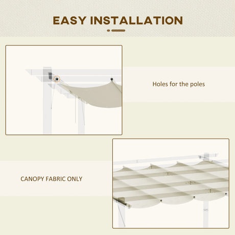 Outsunny Retractable Pergola Cover, 3.5 x 2.6 m Replacement Canopy Fabric for 4 x 3 m Frame, Roof Top Only, Cream White