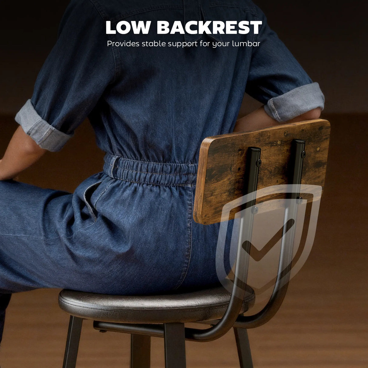 HOMCOM Upholstered Bar Stools Set of 2 with Backrest and Footrest - Rustic Brown and Black