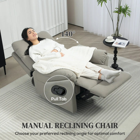 HOMCOM 140 Manual Reclining Armchair, with Footrest - Grey