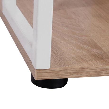 HOMCOM Computer Desk with Drawers and Bookshelf, Writing Desk for Home Office with Storage Shelves, Study Workstation, Oak