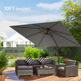 Outsunny 3 x 3 m Cantilever Parasol, Square Patio Umbrella with Crank Handle, Cross Base, Tilt, 360 Rotation, Dark Grey