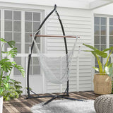 Outsunny Hammock Chair Stand, Hanging Heavy Duty Metal Frame Hammock Stand with Chain, for Hanging Hammock Air Porch Swing Chair, Egg Cahir, Indoor & Outdoor Use, Black